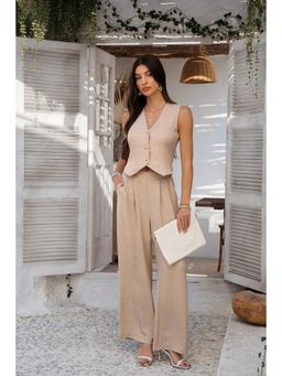 Outzidr - Khaki Trouser And Vest Co Ord Set