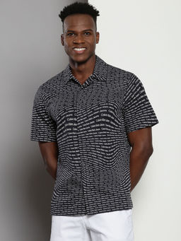 Calvin Klein - Men Black Typography Full Sleeve Shirt