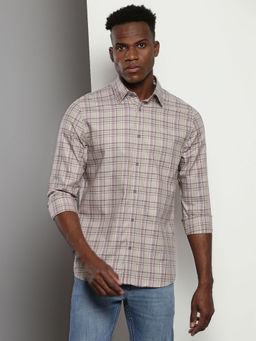 Calvin Klein - Men Beige Checks Full Sleeve Shirt