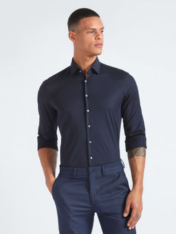 Calvin Klein - Men Navy Blue Solid Full Sleeve Shirt