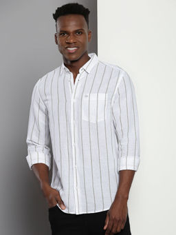 Calvin Klein - Men White Solid Full Sleeve Shirt