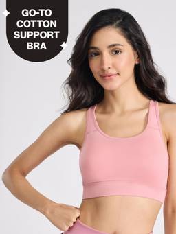 Nykd by Nykaa - Cotton Slip On Sports Bra with Removable Cups NYK059 Pink