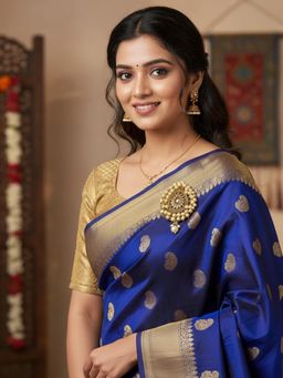 Accessher - Wedding Gold Tone Teardrop Pearl Saree Brooch Pin