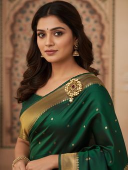 Accessher - Gold Plated Ruby Teardrop Pearl Brooch Pin