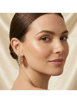 MAASHA - Dual Tone Sculpted Gold & Silver Finish Statement Hoop Earrings