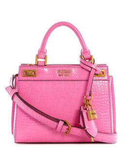 Guess - Polyurethane Pink Textured Women Katey Croc Mini Satchel Bag