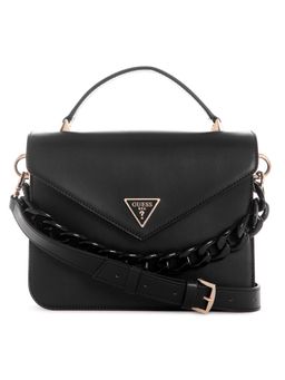 Guess - Polyurethane Black Solid Women Corina Top Handle Flap Messenger Bag
