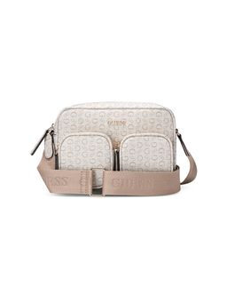 Guess - Pvc Off White Printed Women Hailey Crossbody Bag