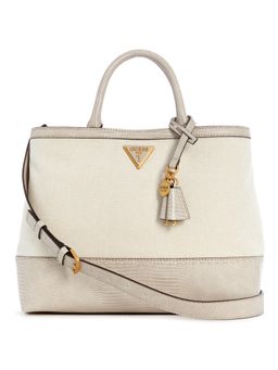 Guess - Cotton Grey Textured Women Zabry Girlfriend Satchel Bag