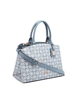 Guess - Women Blue Printed Pvc Easley Satchel Bag