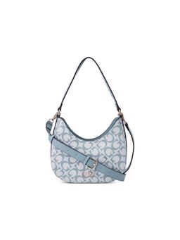 Guess - Women Blue Printed Pvc Easley Mini Top Zip Shoulder Bag