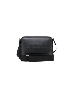 Guess - Women Black Solid Pu Peters Crossbody Flap Bag