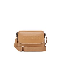 Guess - Women Tan Solid Pu Peters Crossbody Flap Bag