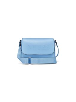 Guess - Women Blue Solid Pu Peters Crossbody Flap Bag
