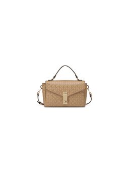 Guess - Women Beige Printed Pvc Bethel Top Handle Sling Bag