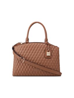 Guess - Women Brown Quilted Pu Easley Satchel Bag