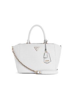 Guess - Women White Textured Pu Etel Girlfriend Satchel Bag