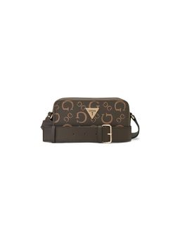 Guess - Women Brown Printed Pvc Charlestown Mini Crossbody Bag