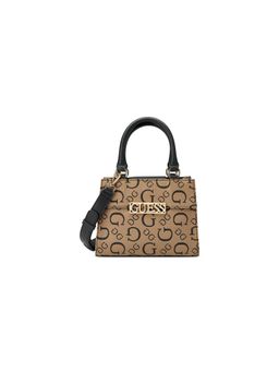 Guess - Women Brown Printed Polyester Bellatrix Mini Satchel Bag