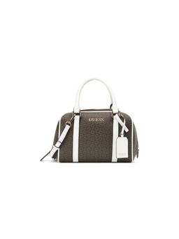 Guess - Women Brown Printed Pvc Marcey Small Satchel Bag