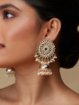 Azai by Nykaa Fashion - Festive Gold and Off White Kundan Statement Earrings