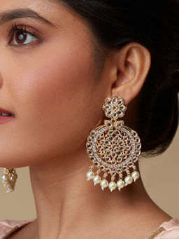 Azai by Nykaa Fashion - Elegant Gold and Off White Kundan Festive Earrings