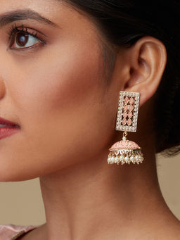 Azai by Nykaa Fashion - Ethnic Peach and Gold Meenakari Jhumkis