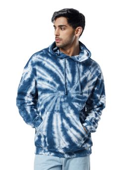 The Souled Store - Tie Dye Sapphire Swirl Blue Color Dyed Men Oversized Hoodies