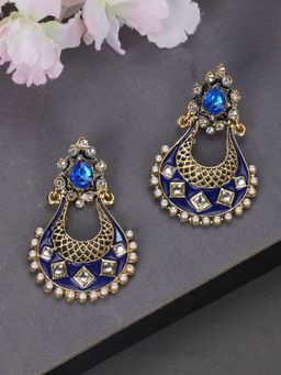 Anika's Creations - Exclusive Meenakari Kundan Studded Blue Earrings