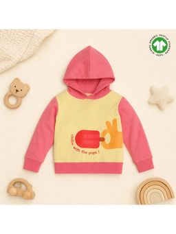 Bontots - Girls Yellow Printed Hoodies