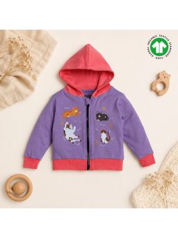 Bontots - Girls Purple Printed Hoodies