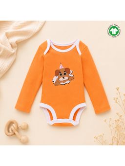 Bontots - Peek-a-Pup Organic Cotton Long Sleeve Bodysuit - Playful Puppy Edition