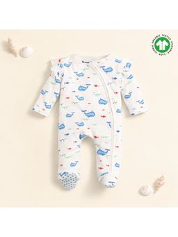 Bontots - Organic Cotton Zipper Whale of a Time Sleepsuit