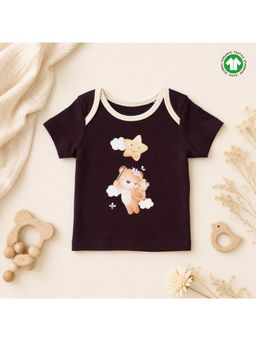 Bontots - Organic Cotton Starry Hugs - Soft & Breathable - Deep Brown Baby T-Shirt