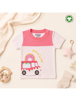 Bontots - Organic Cotton Ice Cream Truck - Soft & Breathable - Pink Baby T-Shirt