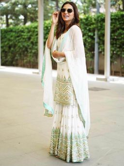 Gopi Vaid - Ivory Lina Strappy Sharara (Set of 3)