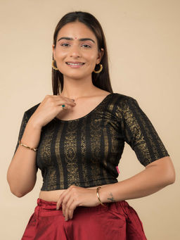 BINDIGASM'S ADVI - Tyaani Women's Black Woven Stitched Blouse