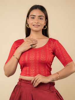BINDIGASM'S ADVI - Tyaani Women's Red Woven Stitched Blouse