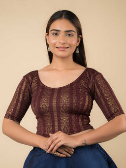BINDIGASM'S ADVI - Tyaani Women's Wine Woven Stitched Blouse