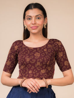 BINDIGASM'S ADVI - Kubra Women's Wine Floral Printed Stitched Blouse