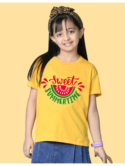 Nusyl - Girls Yellow Sweet Summertime Graphic Oversized T-shirt