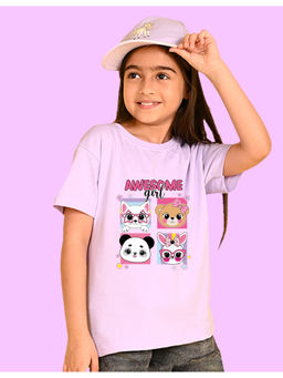 Nusyl - Girls Lavender Girl Awesome Graphic Oversized T-shirt