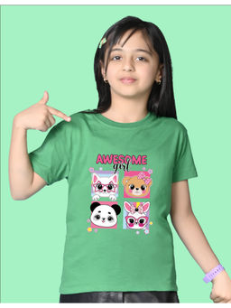 Nusyl - Girls Green Girl Awesome Graphic Oversized T-shirt