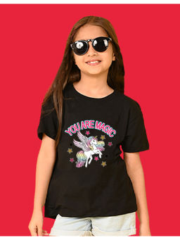 Nusyl - Girls Black You Are Magic Graphic Oversized T-shirt