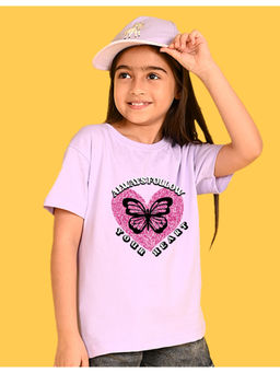 Nusyl - Girls Lavender Always Follow Your Heart Graphic Oversized T-shirt