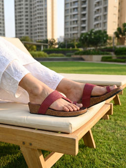 SKO - Maroon Roja Cork Kolhapuris