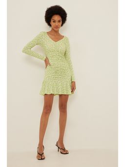 NA-KD - V-neck Frill Detail Mini Dress-check Print