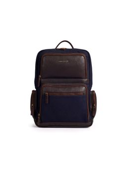 Gauge Machine - Unisex Blue 16 Inch Genuine Leather Laptop Backpack