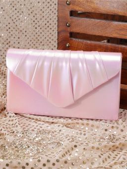 ZEVORA - Women Solid Clutch With Detachable Strap - Pink
