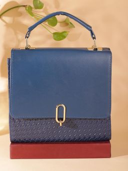 ZEVORA - Women Textured Handbag With Detachable Strap - Teal